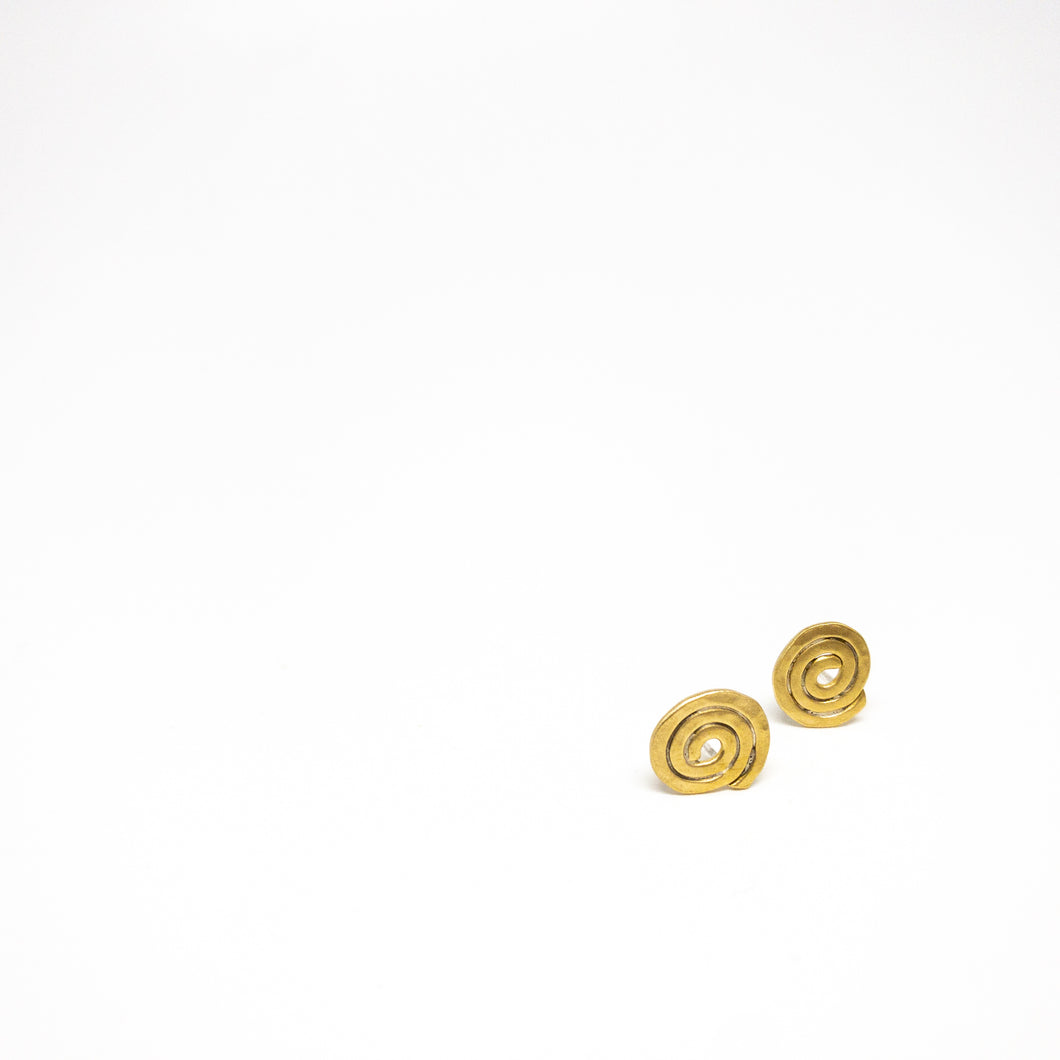Spiral Stud Earrings Brass