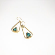 Load image into Gallery viewer, Azurite Queen Earrings : Solid Brass
