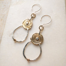 Load image into Gallery viewer, Spiral Passage Earrings in Sterling Silver &amp; Brass
