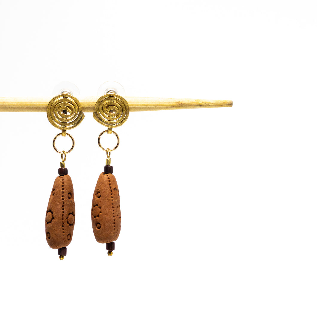 Ancient Spiral Earrings with Indonesian Clay