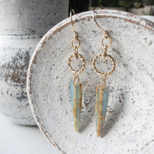 Load image into Gallery viewer, Blue Creation Earrings - Brass &amp; Blue Calcite
