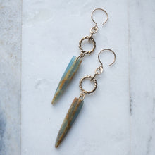 Load image into Gallery viewer, Blue Creation Earrings - Brass &amp; Blue Calcite
