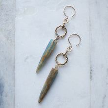 Load image into Gallery viewer, Blue Creation Earrings - Brass &amp; Blue Calcite
