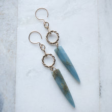 Load image into Gallery viewer, Blue Creation Earrings - Brass &amp; Blue Calcite
